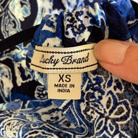 Lucky 🍀 Brand Indigo Floral Boho Maxi Dress Women’s XS - Picture 9 of 12